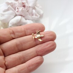 Подвеска Птица голубь с розой 15*15 мм, позолота, П200