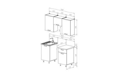 ЛДСП Кухня Рио NEW 1,5м   (490) (Бетон светлый/Бетон темный, Белый (Антарес))