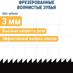 Пилки для лобзика по дереву, ДСП ПРАКТИКА тип T111C 100 х 75 мм, грубый рез, HCS (2шт.) (034-465)