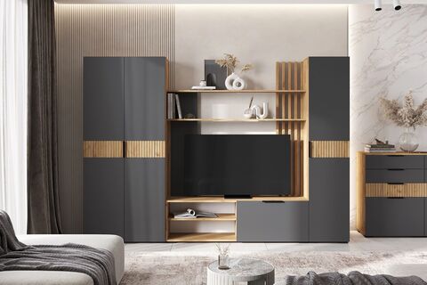 Гостиная Роджина №3 Графит/Дуб крафт