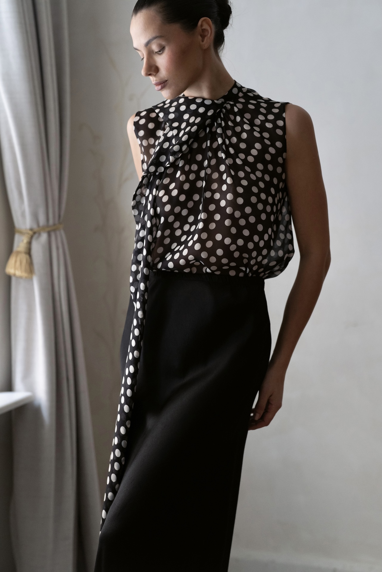 Блуза из тутового шелка с галстуком