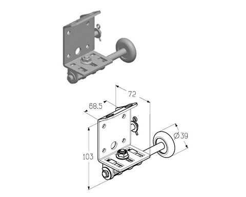 ALUTECH Кронштейн роликовый нижний правый, RBT-120R