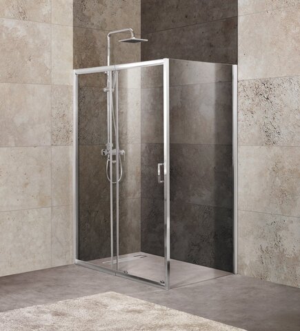 BelBagno UNIQUE-AH-1-110/125-100-C-Cr Душевой уголок прямоугольный. Одна раздвижная дверь. Стекло 5 мм, прозрачное, хром