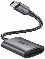 Картридер UGREEN USB-C to SD/TF Memory Card Reader Alu Case, серый CM401