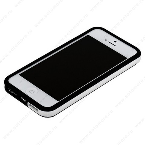 Бампер для iPhone 5C с полосой черный с белой
