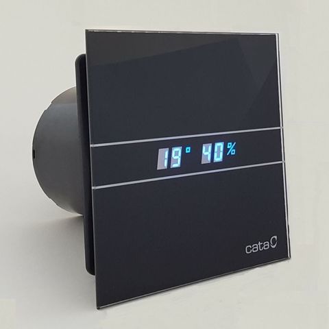 Накладной вентилятор Cata E 100 GTH Bk Black черный (Влажность, таймер, термометр, дисплей) + обратный клапан
