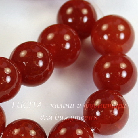 Бусина Агат "Крэкл" (тониров), шарик, цвет - коричневый, 8 мм, нить