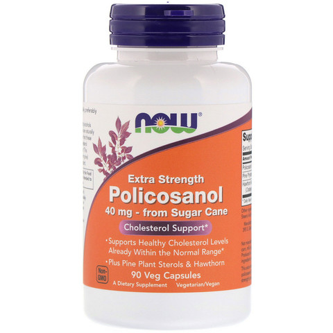 Now Foods, Extra Strength Policosanol, 40 мг, 90 растительных капсул