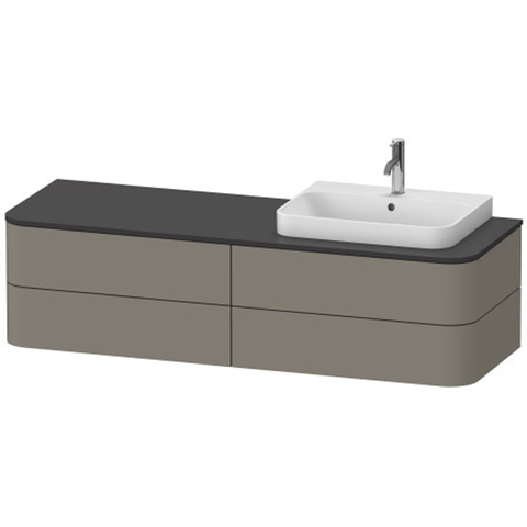 Duravit Happy D.2 Plus Столешница 16x1300x550мм для тумбы #HP4934, HP4944, HP4954, HP4963, HP4973 с вырезом под 1 раковину DX, цвет: graphite supermat HP031HR8080