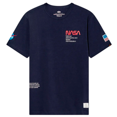 Футболка Alpha Industries Nasa Worm Logo Tee Rep. Blue (Синяя)