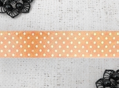Лента атласная горох, ш. 2,5 см, персиковый
