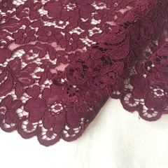 Ткань  кружево кордовое цвет бордовый 3275