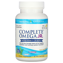 Nordic Naturals, Complete Omega, для детей от 6 до 12 лет, со вкусом лимона, 283 мг, 90 мини-капсул