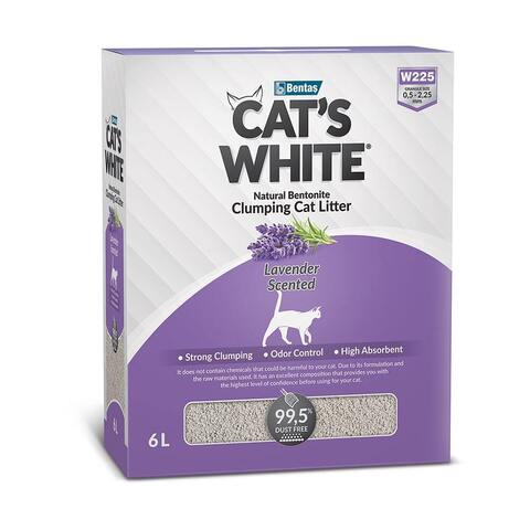 Cat's White BOX Premium Lavender комкующийся наполнитель с нежным ароматом лаванды для кошачьего туалета