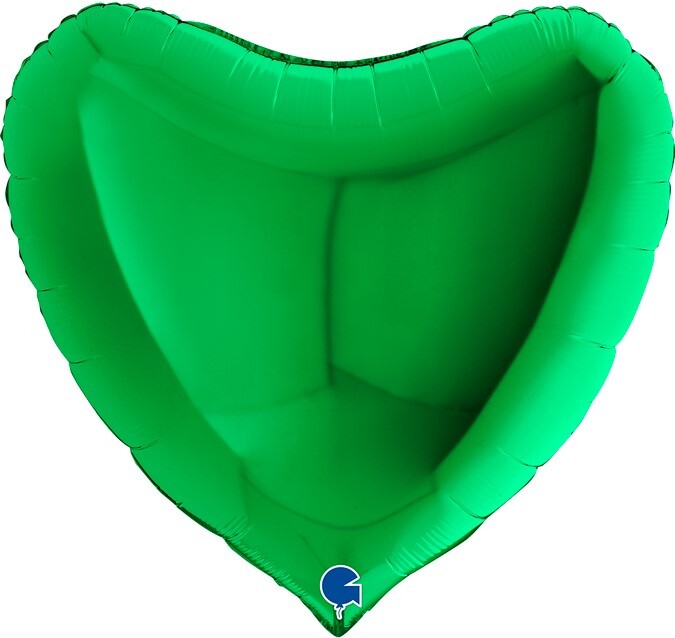 Г 18''/46 см, Сердце, Металлик, Зеленый, 1 шт.