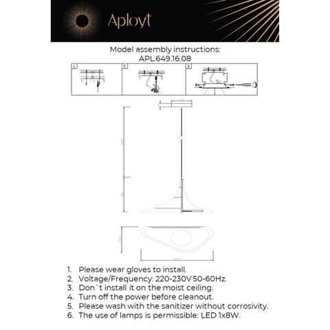 Подвесной светодиодный светильник Aployt Silvi APL.649.16.08