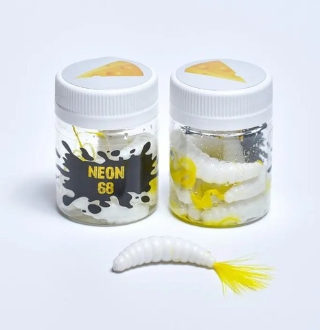 NEON 68 Maggot fly 33 мм (6 шт) БЕЛЫЙ-ЖЕЛТЫЙ продажа от 2 шт.