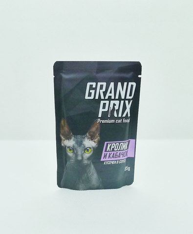 Grand Prix пауч для кошек кусочки в соусе (кролик и кабачок) 85г