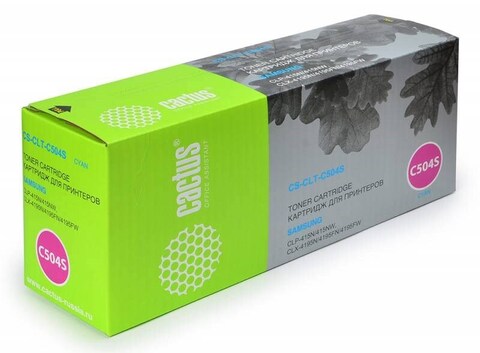 Картридж лазерный Cactus CS-CLT-C504S CLT-C504S голубой (1800стр.) для Samsung CLP-415N, CLX-4195FW, 4195FN