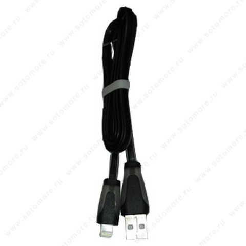 Кабель Lightning to USB 1.0 метр в техпаке светящиеся конекторы черный