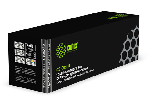 Картридж лазерный Cactus CS-C051 Cartridge 051 черный (1700стр.) для Canon LBP 162dw, MF 264dw, 267dw, 269dw