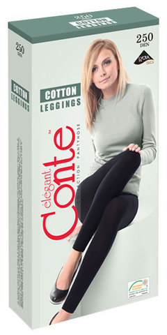 Легинсы женские хлопковые COTTON LEGGINGS 250, размер 3, nero (Conte)