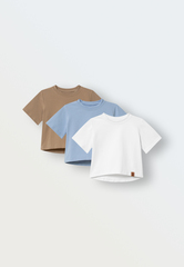 Комплект из 3 футболок (белый/голубой/бежевый)