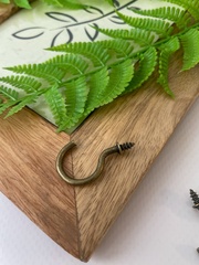 Крючок с резьбой винтовой, металлическая фурнитура, Бронзовый, 2*3,2 см, набор 20 шт.