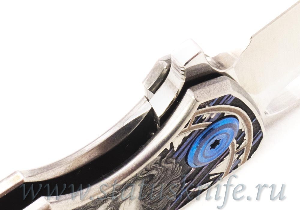 Нож TFK Stone Verso Crow M398 Mirror Titanium Carving