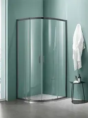Aquatek AQ ARI RO 09020GM AQ ARI RO 09020GM Душевой уголок 1/4 круга, двери раздвижные 900x900x2000, профиль оружейная сталь, стекло прозрачное фото