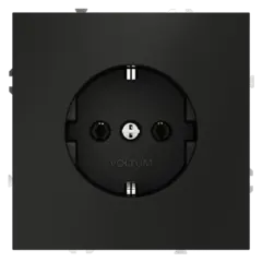 Розетка встраиваемая VOLTUM S70 с заземлением 16А, (черный матовый)
