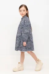 платье  для девочки  КР 5894/индиго,леопард к489