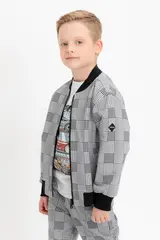 жакет  для мальчика  КР 302682-1/св.серый меланж,костюмная клетка к546