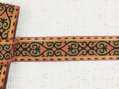 Тесьма жаккард, ш. 3,5 см, красный с чёрным