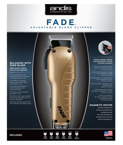 Машинка для стрижки Andis US-1 Fade, сетевая, 8 Вт, 6 насадок, золотистая