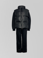 Спортивный костюм-тройка 23367 из зип-кофты, прямых штанов на кулиске и жилета