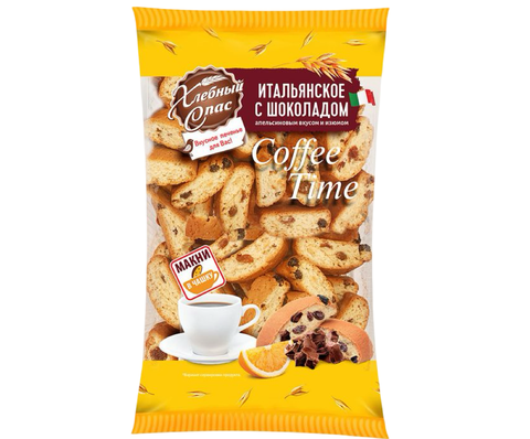 Печенье Итальянское Coffee Time Хлебный Спас с шоколадо-апельсиновым вкусом и изюмом 320гр