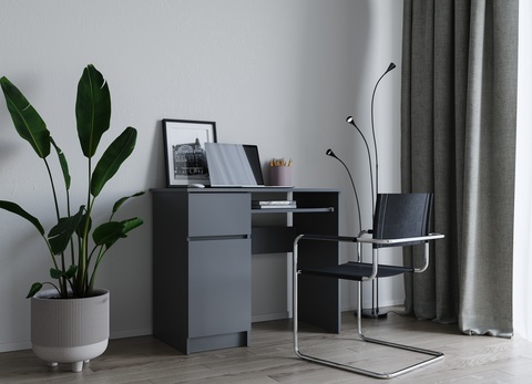 стол письменный МОРИ МС-1 ЛЕВЫЙ (графит)