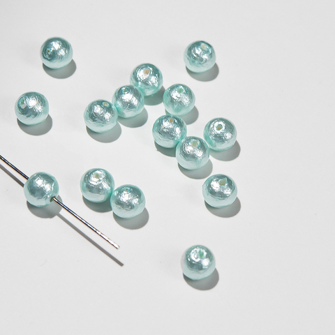 Хлопковый жемчуг, оттенок "Aqua", шар 6мм, сквозное отверстие