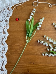 Ландыши искусственные из мягкого пластика, реалистичные, 35 см, набор 5 веток