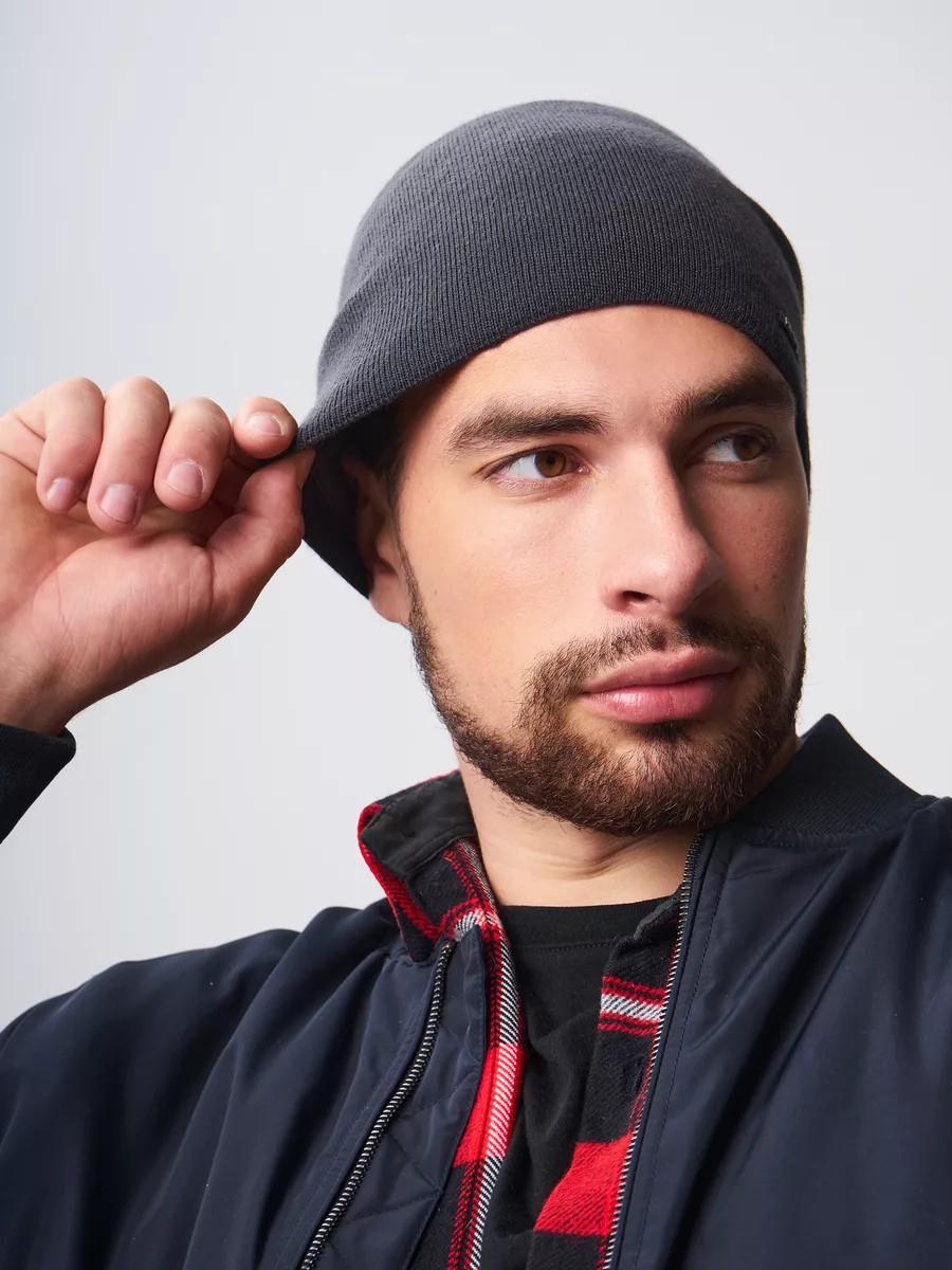 Шапка зимняя на флисе бини вязаная осень