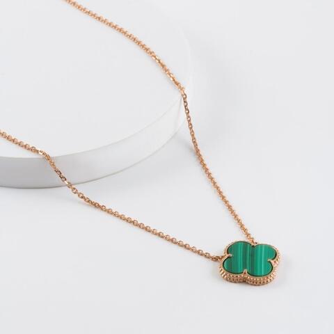 2070088 - Колье TRENDY GOLD из золота 585 с малахитом клевер