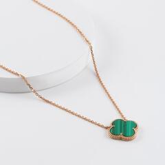 2070088 - Колье TRENDY GOLD из золота 585 с малахитом клевер