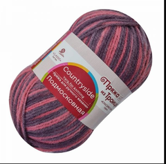 Пряжа "Подмосковная меланж", 50% шерсть, 50% акрил, 100гр-250м, Ягодный микс