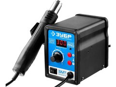 ЗУБР ПСТ-650, 650 Вт, 100 - 500°C,120 л/мин, 3 насадки, керамический нагреватель, цифровая термовоздушная паяльная станция, Профессионал (55350)