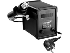 ЗУБР ПСТ-650, 650 Вт, 100 - 500°C,120 л/мин, 3 насадки, керамический нагреватель, цифровая термовоздушная паяльная станция, Профессионал (55350)