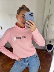 Водолазка с надписью GIRL BOSS (цвет - розовый)