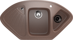 ULGRAN U-501  Угловая двухсекционная мойка с отверстием под смеситель