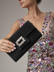 Клатч замшевый черный