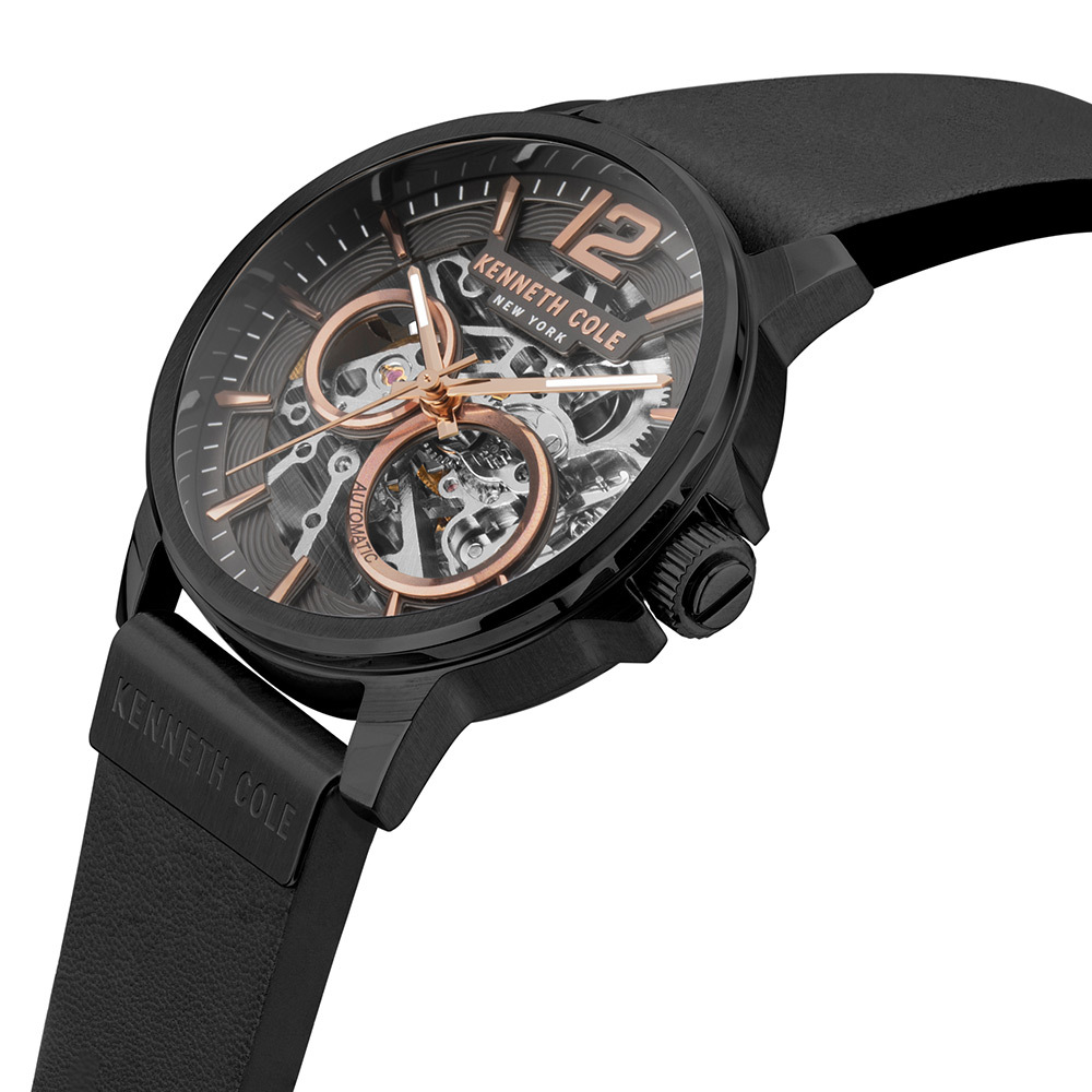 Kenneth cole black skeleton watch hot sale